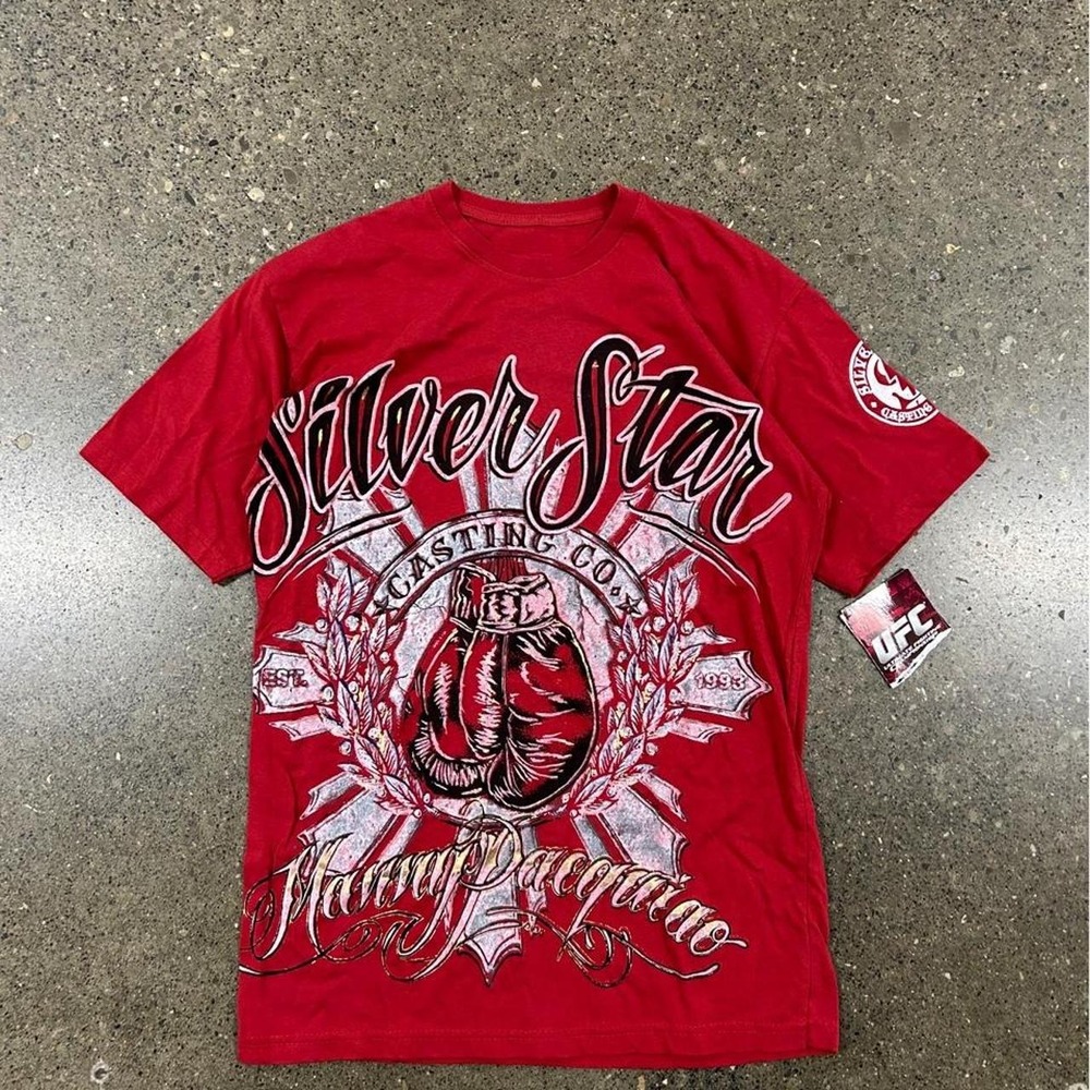Y2K MMA UFC Manny Pacquiao Boxing T-Shirt Silver Star AOP (Size L)